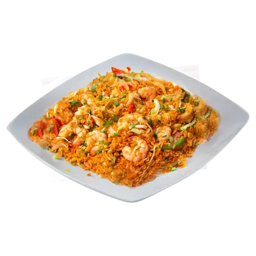 Arroz frito de camarones